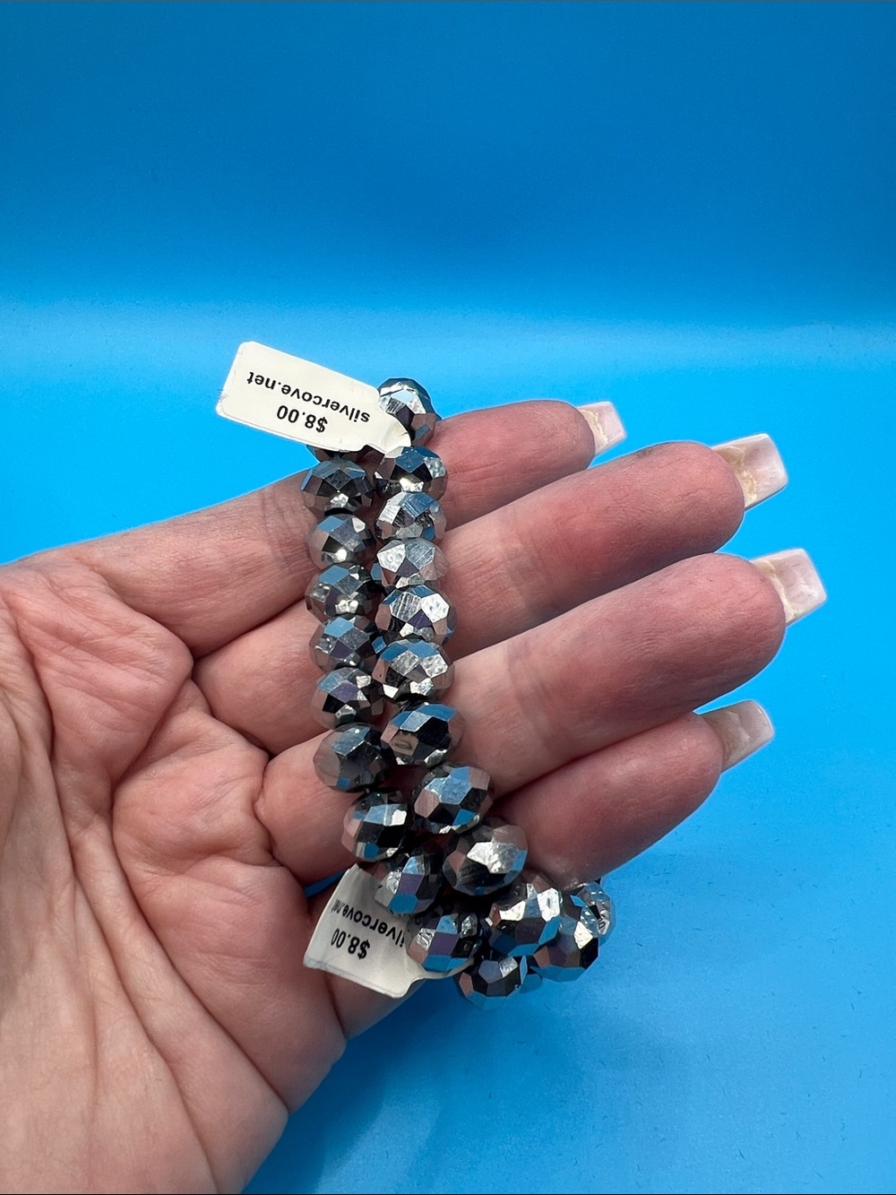 Faceted Crystal Bead Stretch Bracelet - Shiny no